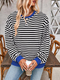 Lovelet Contrast Striped Long Sleeve Sweatshirt - PD SECRET REALM