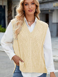 Cable Knit V-Neck Sweater Vest - PD SECRET REALM