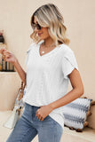 Eyelet Petal Sleeve V-Neck Knit Top - PD SECRET REALM