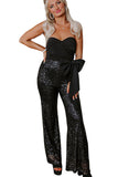 Bow Sequin Wide Leg Jumpsuit - PD SECRET REALM