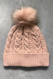 Cable-Knit Cuffed Hat with Pom-pom - PD SECRET REALM