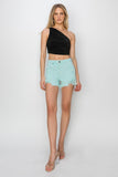 RISEN Mid Waist Frayed Hem Denim Shorts - PD SECRET REALM