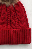 Cable-Knit Cuffed Hat with Pom-pom - PD SECRET REALM