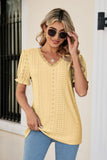 Eyelet Flounce Sleeve Scalloped V-Neck Top - PD SECRET REALM