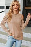 Round Neck Cold Shoulder T-Shirt - PD SECRET REALM