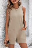 Mandy Round Neck Sleeveless Front Pocket Romper - PD SECRET REALM