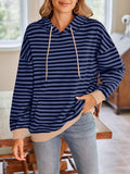 Lovelet Drawstring Striped Long Sleeve Hoodie - PD SECRET REALM