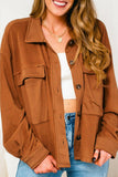 Pocketed Collared Neck Dropped Shoulder Jacket - PD SECRET REALM