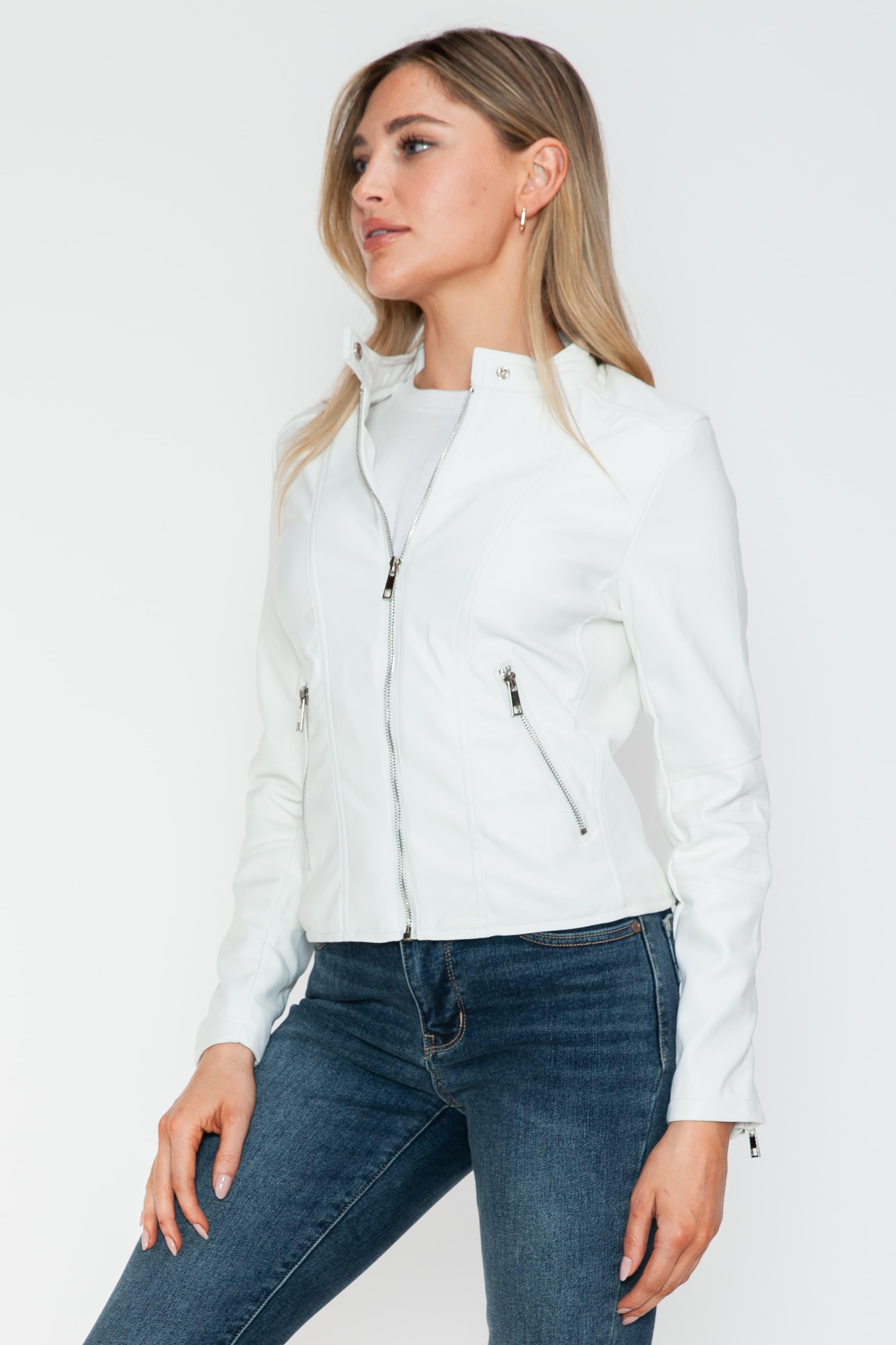 Snobbish PU Leather Zip Up Jacket with Pockets - PD SECRET REALM