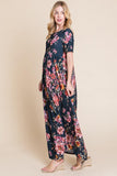 BOMBOM Floral Short Sleeve Maxi Dress - PD SECRET REALM