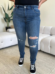 Full Size High Waist Distressed Skinny Jeans