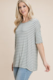 BOMBOM Striped Round Neck T-Shirt - PD SECRET REALM