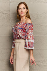 Perfee Off Shoulder Bohemian Style Blouse