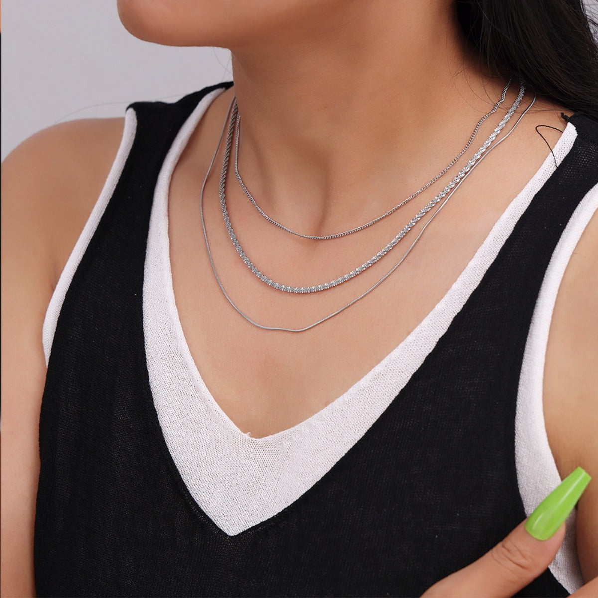 Titanium Steel Three-Layered Necklace