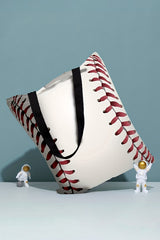 White Baseball Print Canvas Tote Bag 34*2*31cm