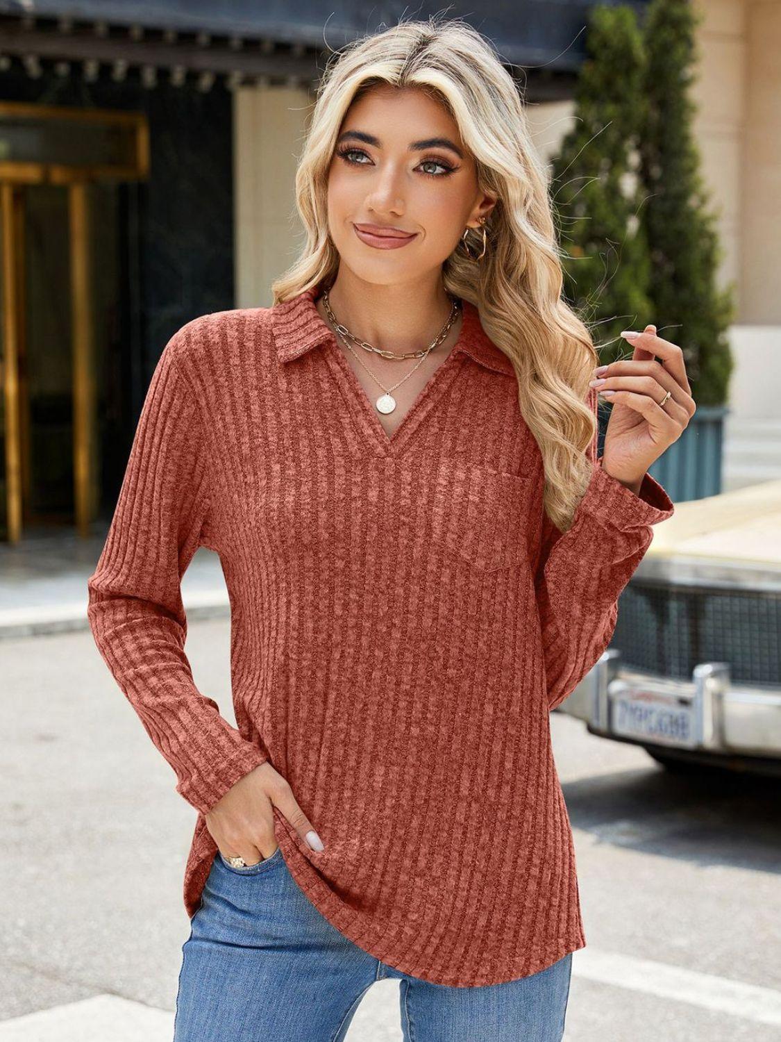 Ribbed Long Sleeve T-Shirt