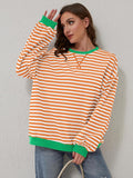 Lovelet Contrast Striped Long Sleeve Sweatshirt - PD SECRET REALM