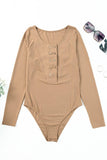 Ribbed Buttoned Long Sleeve Bodysuit - PD SECRET REALM