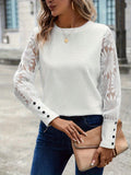 Round Neck Lace Long Sleeve Top - PD SECRET REALM