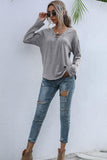 Perfee Lace-Up V-Neck Ribbed Top - PD SECRET REALM