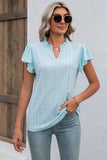 Eyelet Notched Flutter Sleeve T-Shirt - PD SECRET REALM