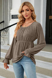 Round Neck Flounce Sleeve Blouse - PD SECRET REALM