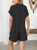 Button Detail Collared Neck Short Sleeve Romper - PD SECRET REALM