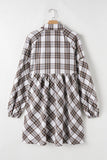 Plaid Long Sleeve Mini Shirt Dress - PD SECRET REALM