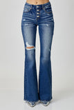 RISEN Distressed Button-Fly Flare Jeans - PD SECRET REALM