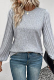 Ribbed Round Neck Long Sleeve Knit Top - PD SECRET REALM