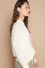 Cable-Knit Peace Patch Dropped Shoulder Sweater