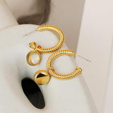 Rope Cat's Eye Stone C-Hoop Earrings - PD SECRET REALM