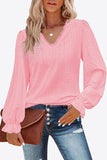 Eyelet V-Neck Flounce Sleeve Blouse - PD SECRET REALM