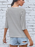 FAM-FAM Striped Round Neck Raglan Sleeve T-Shirt - PD SECRET REALM