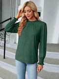 Round Neck Flounce Sleeve Blouse - PD SECRET REALM