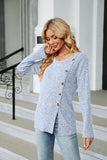 Buttoned Long Sleeve Slit Top - PD SECRET REALM