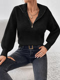 Honey Half Zip Dropped Shoulder Sweater - PD SECRET REALM