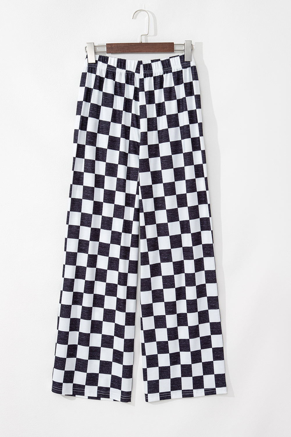 Bonbon Checkered Print High Waist Wide Leg Pants