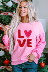 LOVE Sequin Dropped Shoulder Sweatshirt