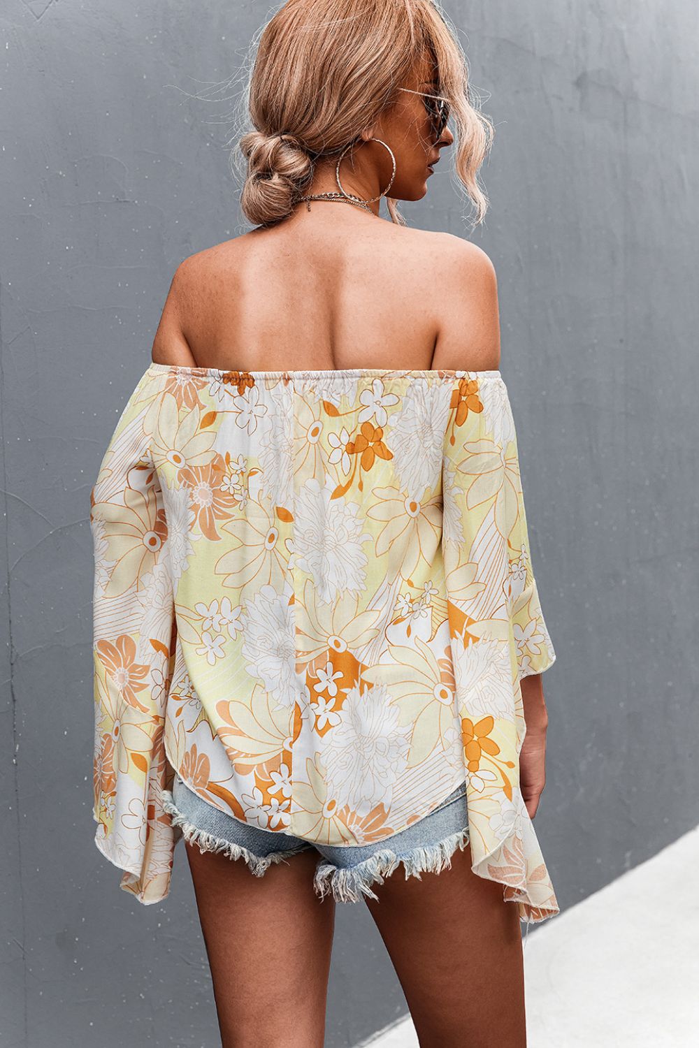 Floral Bell Sleeve Off-Shoulder Blouse