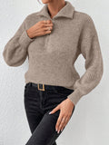 Honey Half Zip Dropped Shoulder Sweater - PD SECRET REALM