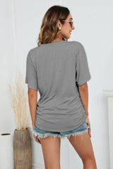 V-Neck Side Ruched Tee