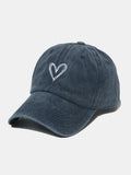 Embroidered Heart Washed Cotton Baseball Cap - PD SECRET REALM