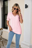 Eyelet Flounce Sleeve Scalloped V-Neck Top - PD SECRET REALM