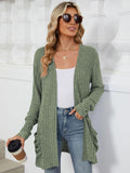 Pocketed Open Front Long Sleeve Cardigan - PD SECRET REALM