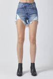 RISEN Raw Hem Asymmetrical Waist Denim Shorts - PD SECRET REALM