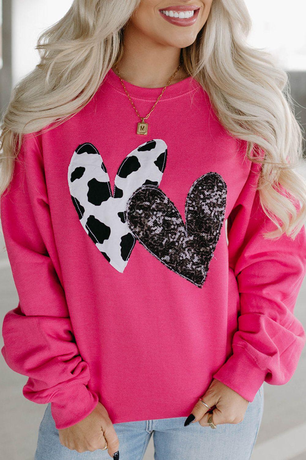 Heart Patch Long Sleeve Sweatshirt - PD SECRET REALM