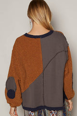 Color Block Half Zip Dropped Shoulder Sweatshirt