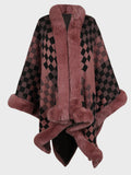 Fuzzy Checkered Long Sleeve Poncho - PD SECRET REALM