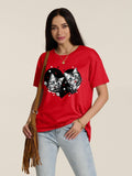 FAM-FAM Cat Round Neck Dropped Shoulder T-Shirt - PD SECRET REALM